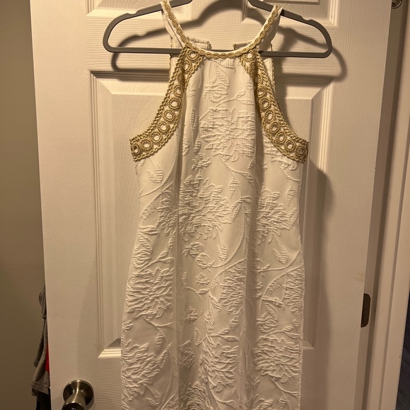 NWOT Lilly Pulitzer White with Gold Trim Shift Dress - Picture 4 of 4